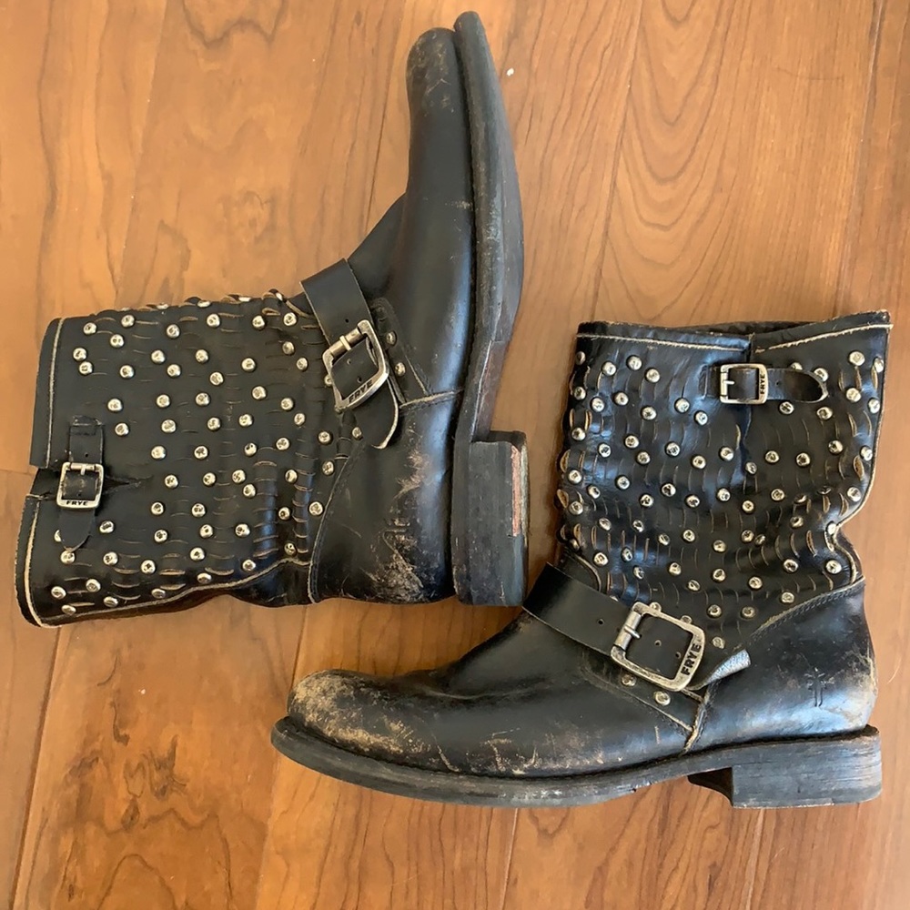 Studded hardware Veronica Frye distressed boots